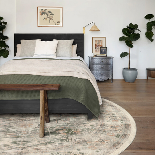 Sarrah Sage Vintage Medallion Tufted Washable Rug