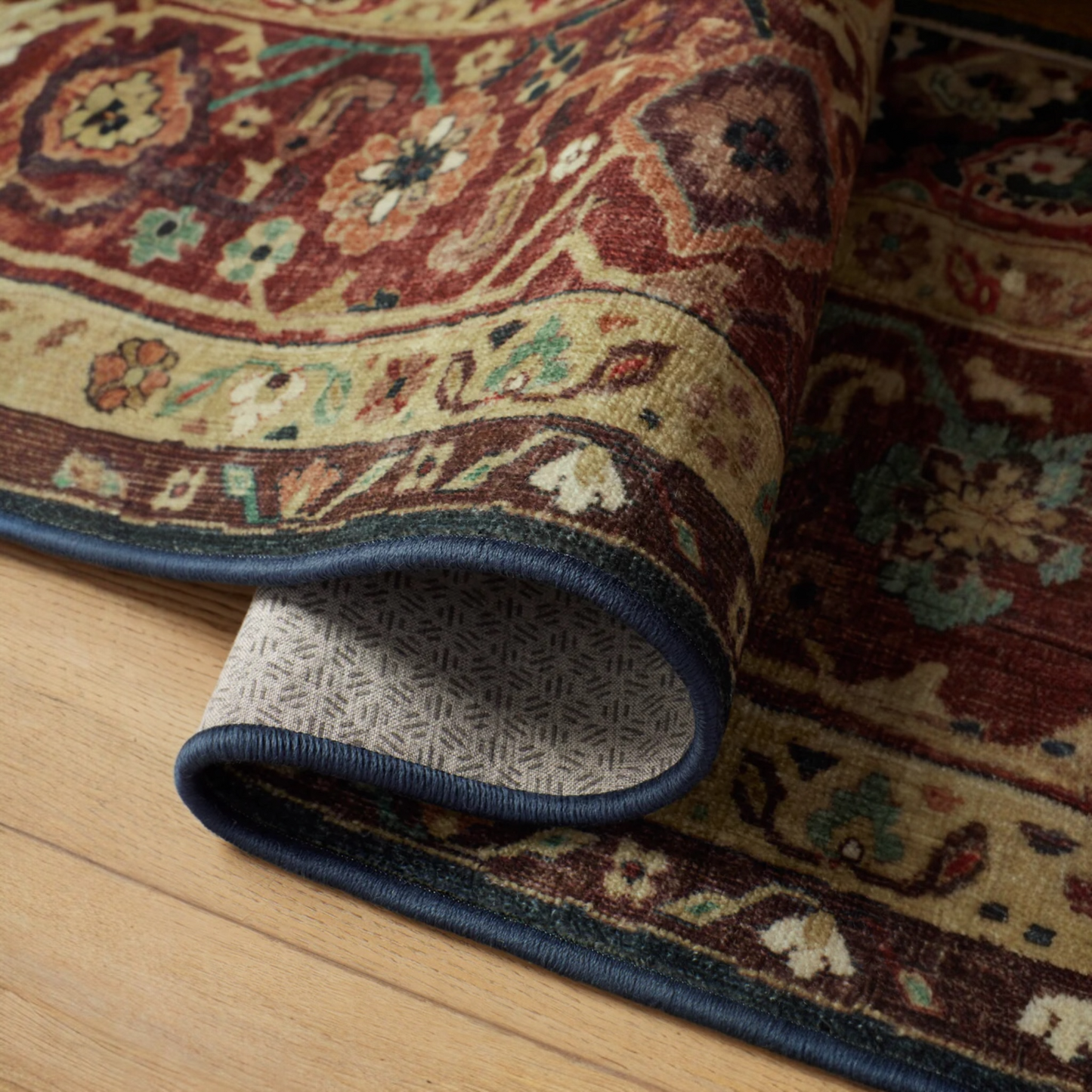 Avila Vintage Ink & Amber Persian Style Tufted Washable Rug