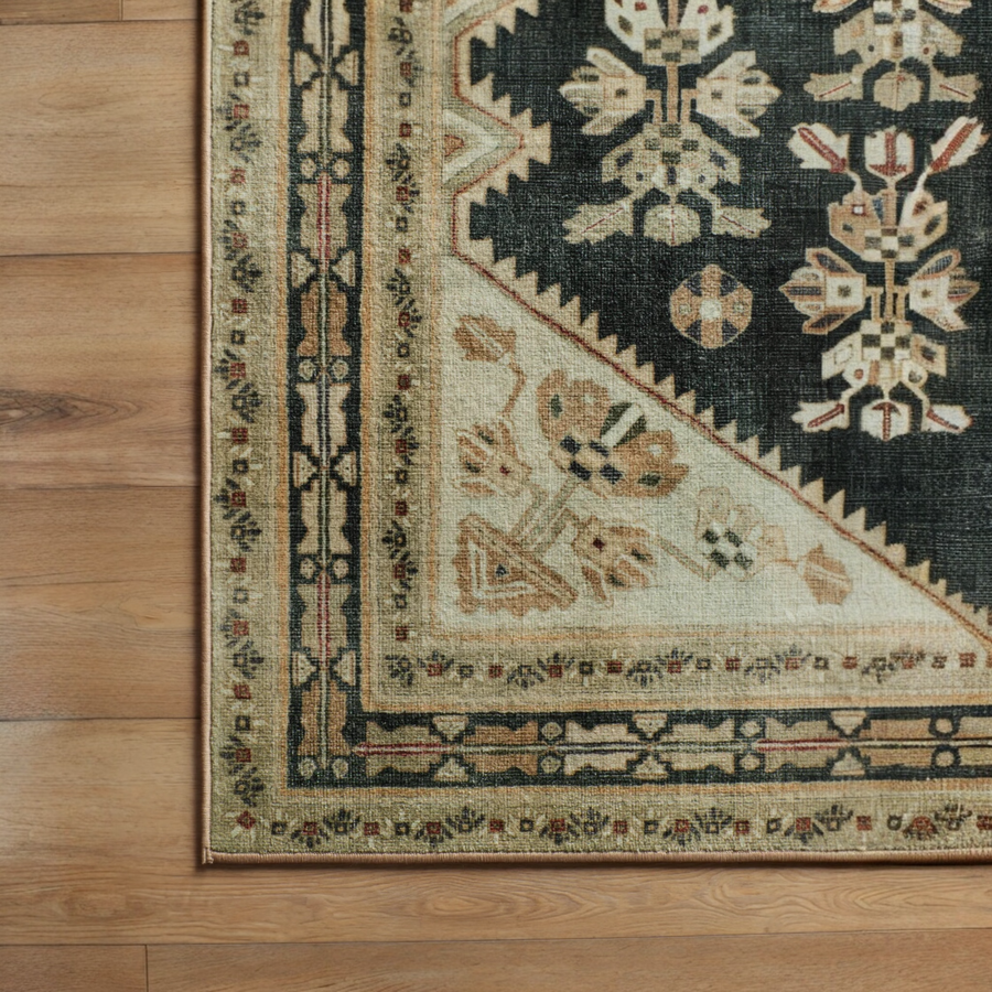 Pradera Tan & Soft Black Modern Bohemian Tufted Washable Rug