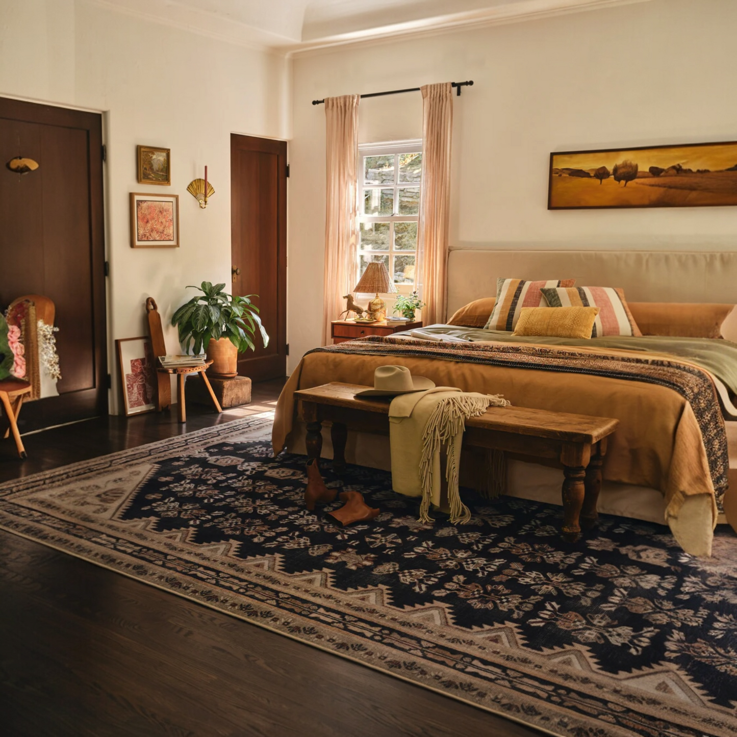 Pradera Tan & Soft Black Modern Bohemian Tufted Washable Rug