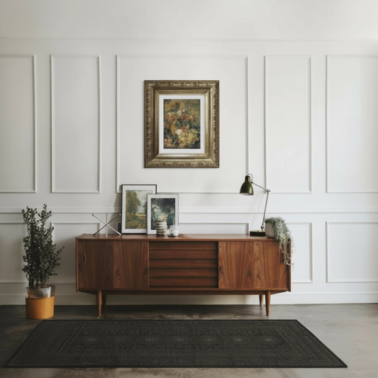 Gisele Soft Black Art Nouveau Floral Tufted Washable Rug