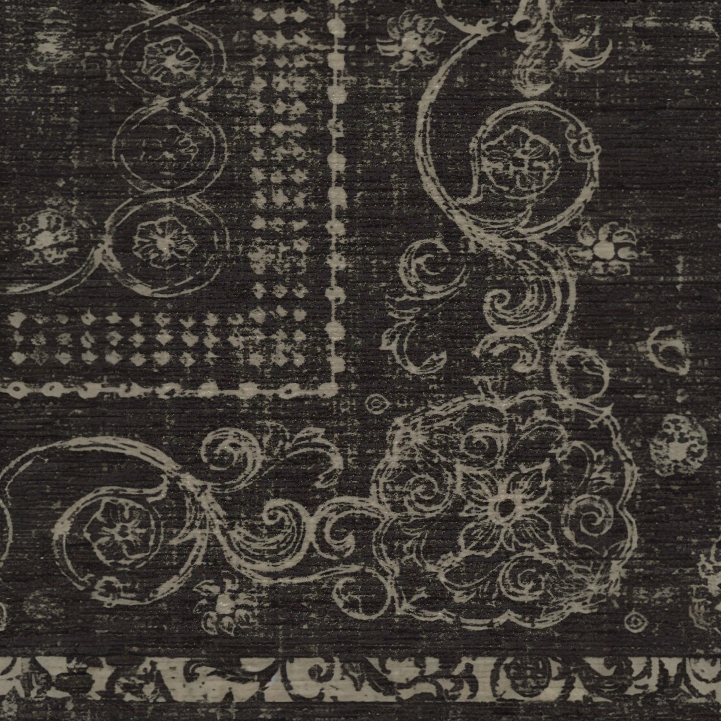 Gisele Soft Black Art Nouveau Floral Tufted Washable Rug