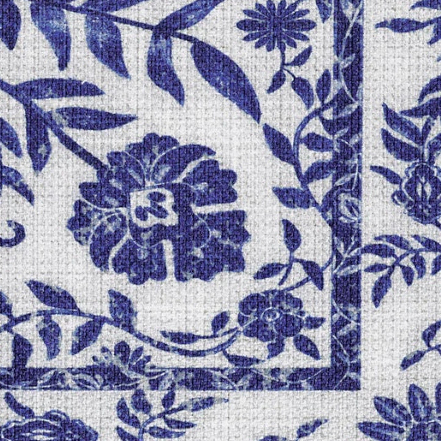 Fontaine Delft Blue Floral Washable Outdoor Rug
