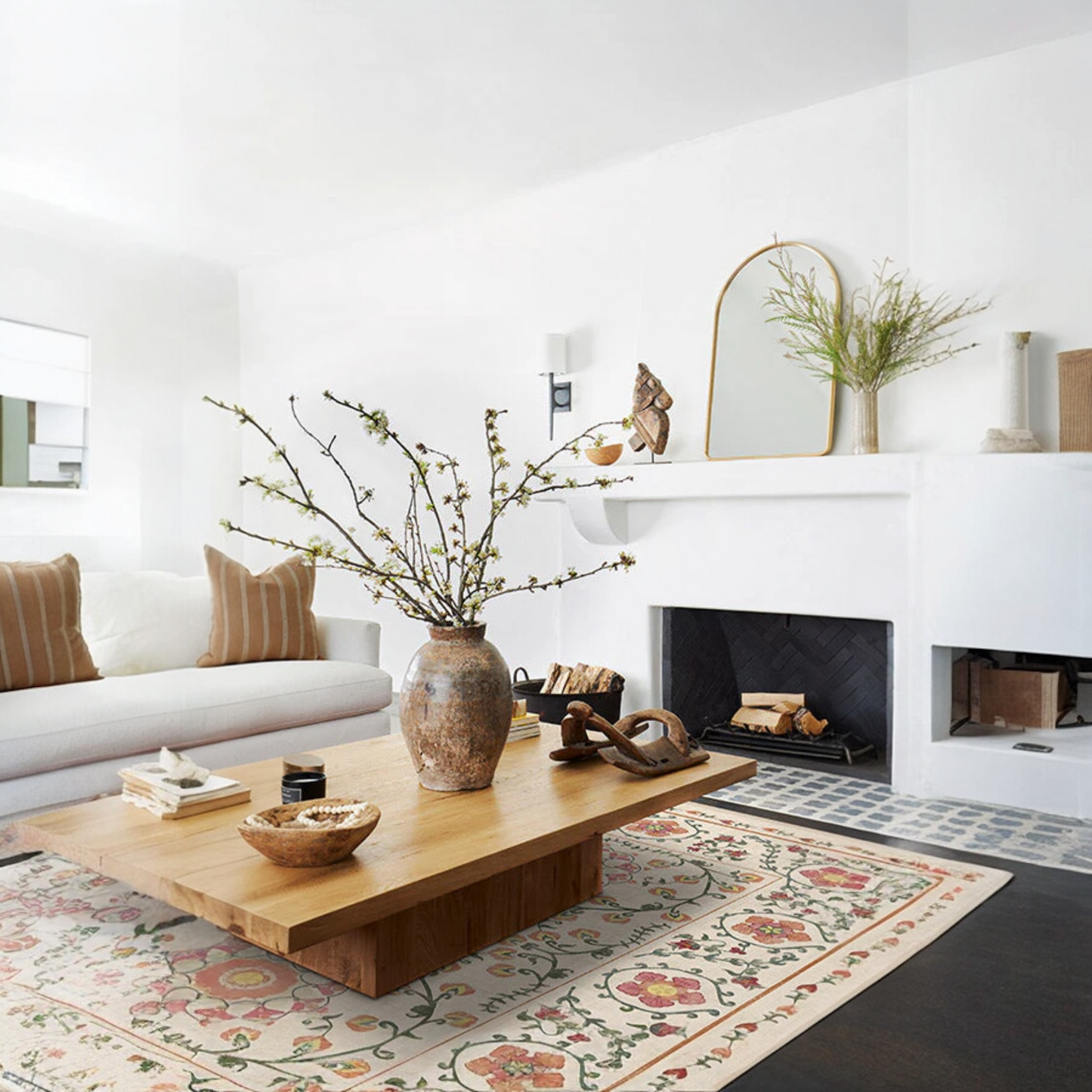 Suzani Coral & Teal Artisan Tufted Washable Rug