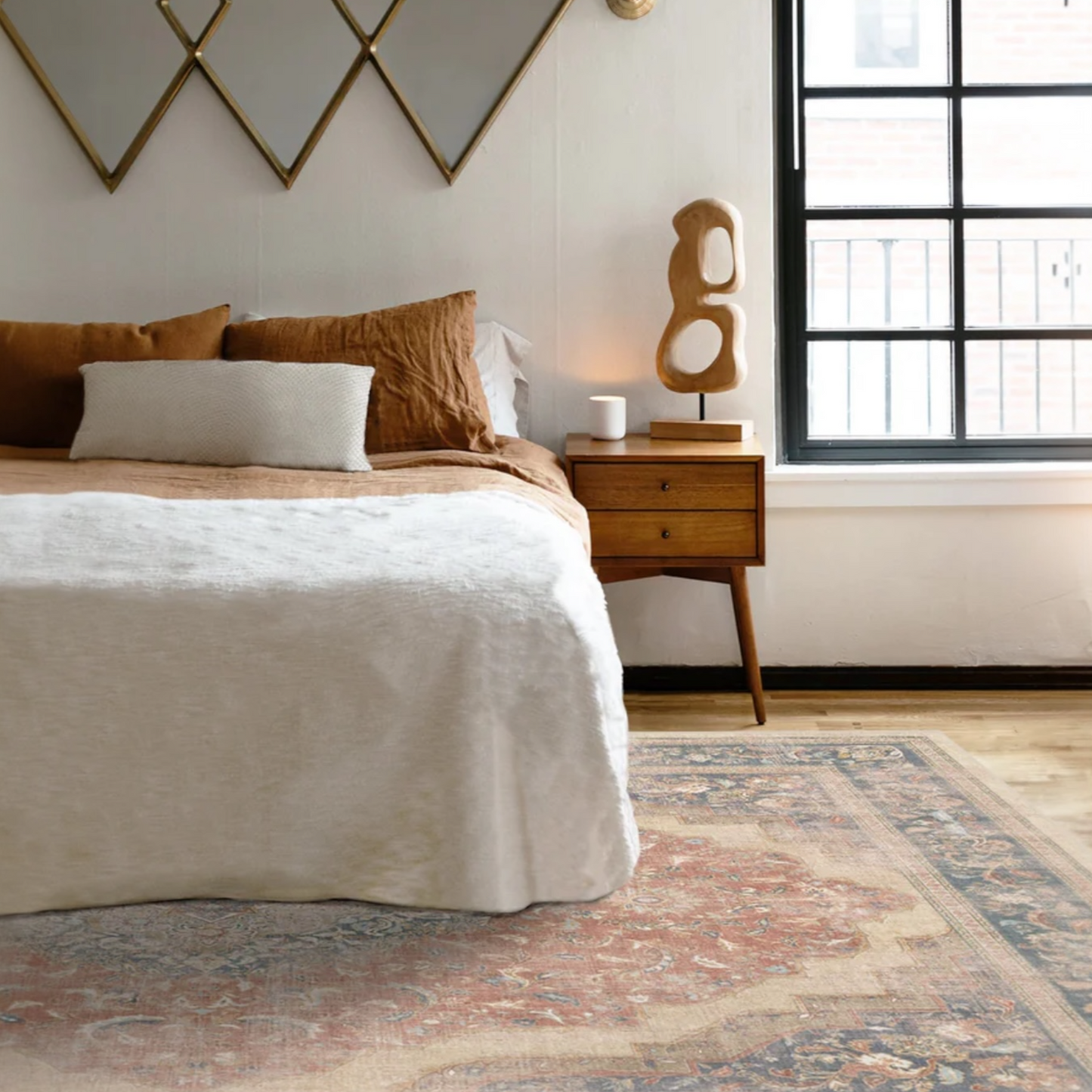 Adeline Antique Red Traditional Tufted Washable Rug