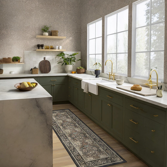 Honeysuckle & Tulip Dark Wood Tufted Washable Rug