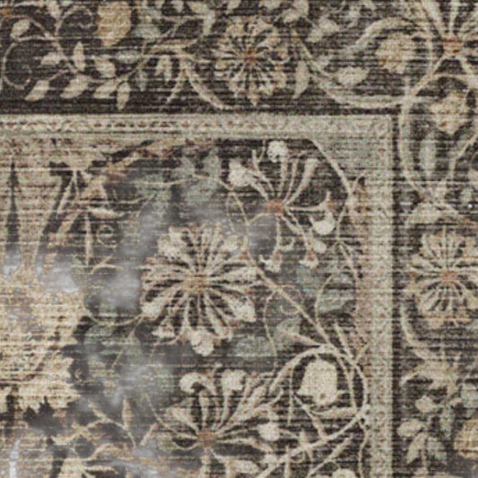 Honeysuckle & Tulip Dark Wood Tufted Washable Rug