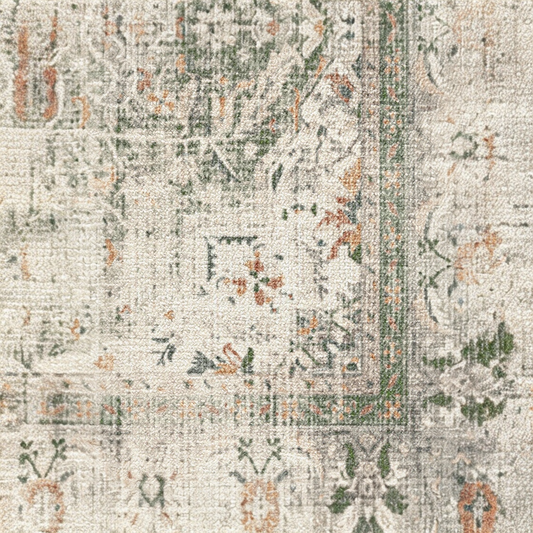 Sarrah Sage Vintage Medallion Tufted Washable Rug