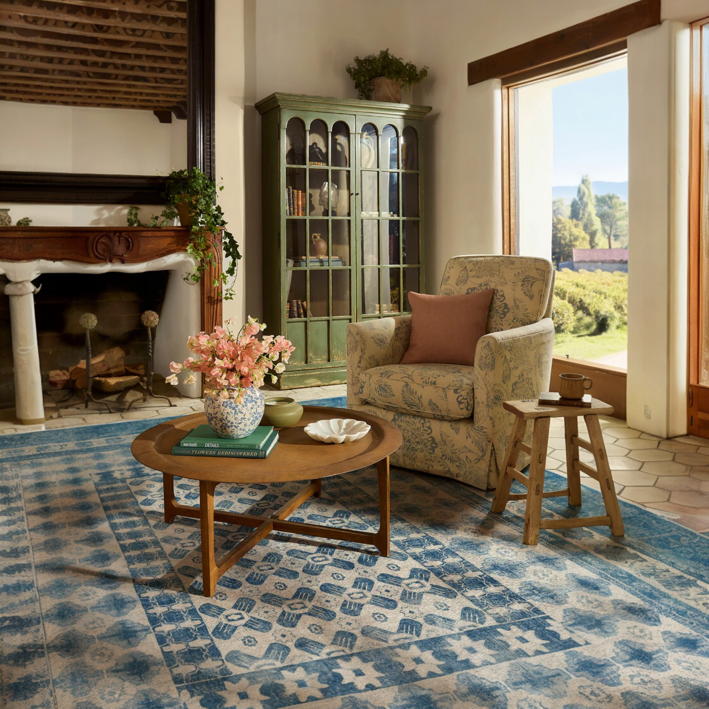 Cyrus Ocean Ivory Traditional Tufted Washable Rug