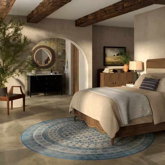 Cyrus Ocean Ivory Traditional Tufted Washable Rug