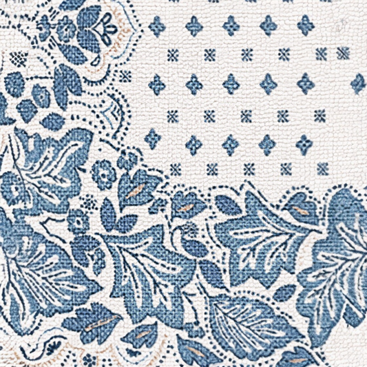 Prato Ivory Blue Traditional Washable Bath Mat System